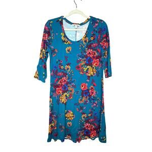 The Pioneer Woman Floral Midi Dress – Size Medium – Stretch, 3/4 Sleeve